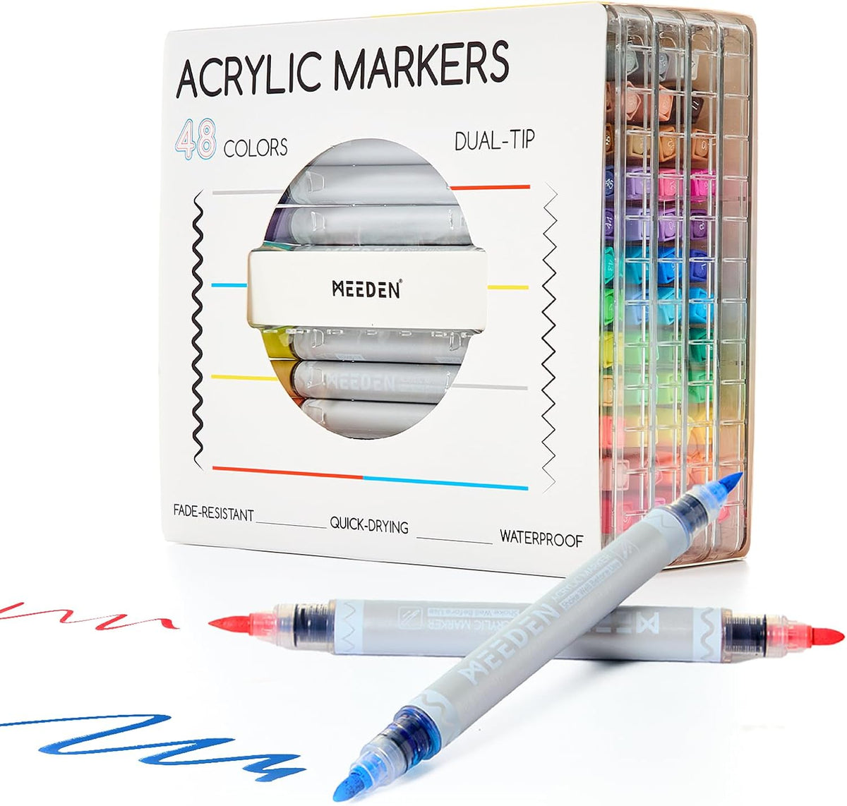 MEEDEN Dual Tip Acrylic Paint Markers, 48 Colors