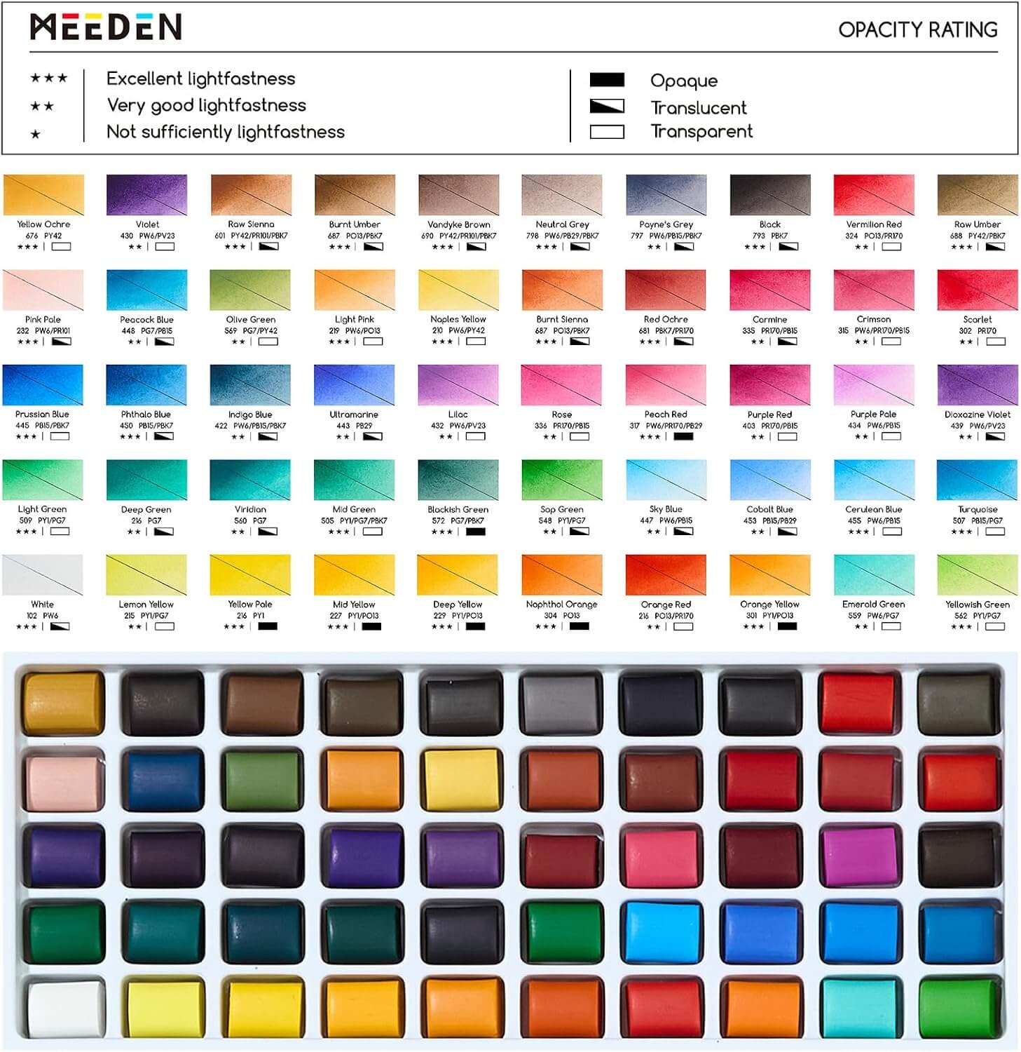 MEEDEN 50-Color Travel Watercolor Paint Kits