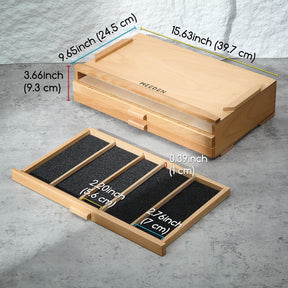 MEEDEN 3-Tier Beech Wood Organizer Box with Removable Dividers