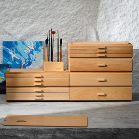 MEEDEN 1-Tier Beech Wood Organizer Box with Removable Dividers