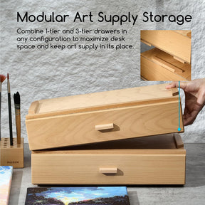MEEDEN 1-Tier Beech Wood Organizer Box with Removable Dividers