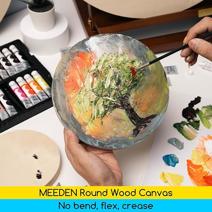 MEEDEN Round Cradled Wood Panels – 16" x 3/4", 2-Pack for Pouring Art & Painting