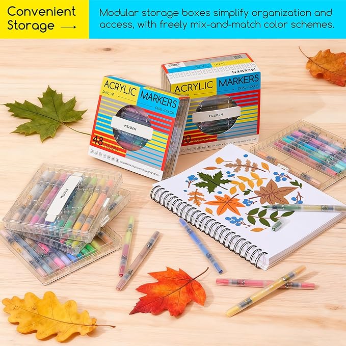 MEEDEN 10-Drawer Storage Box & 96-Color Dual Tip Acrylic Markers Artist Set