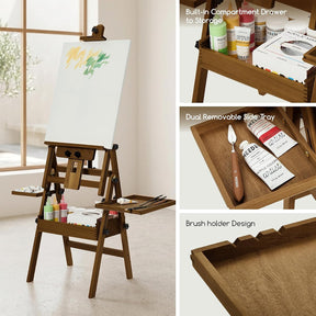 MEEDEN H-Frame Beech Wood Walnut Art Easel with Storage, Adjustable 50"-80" H