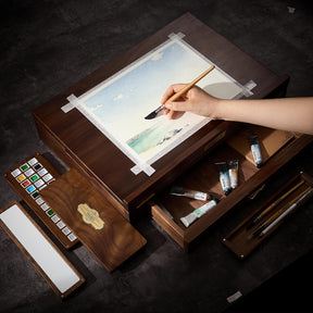 MEEDEN Deluxe Foldable Tabletop Easel Set with Storage Drawer & Paint Box