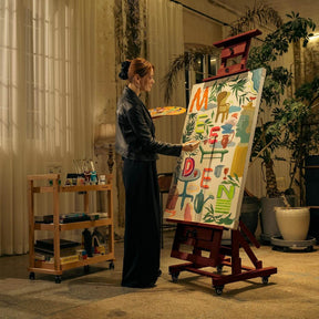 MEEDEN Deluxe Studio Large Rocker Crank Heavy Duty Artist Easel-Deep Walnut-DHJ-12