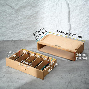 MEEDEN 1-Tier Beech Wood Organizer Box with Removable Dividers