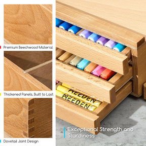 MEEDEN 3-Tier Beech Wood Organizer Box with Removable Dividers