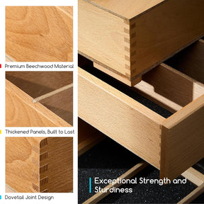 MEEDEN 1-Tier Beech Wood Organizer Box with Removable Dividers