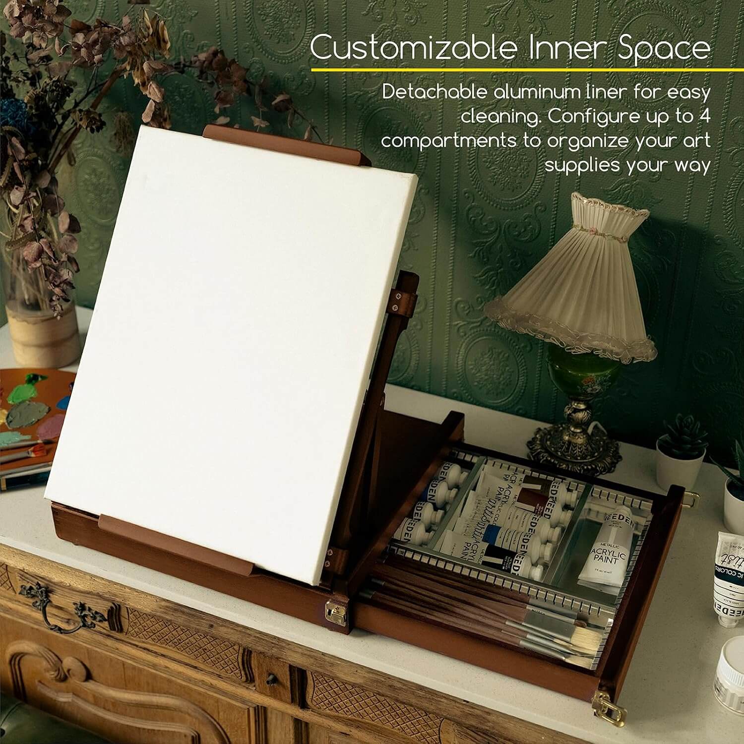 MEEDEN MEEDEN Portable Tabletop Easel with Storage Drawer - Walnut-W05B