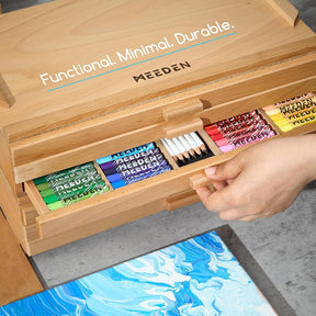 MEEDEN 3-Tier Beech Wood Organizer Box with Removable Dividers