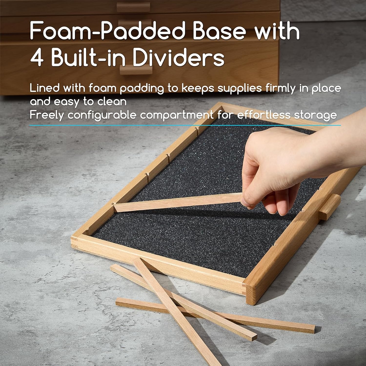 MEEDEN 3-Tier Beech Wood Organizer Box with Removable Dividers
