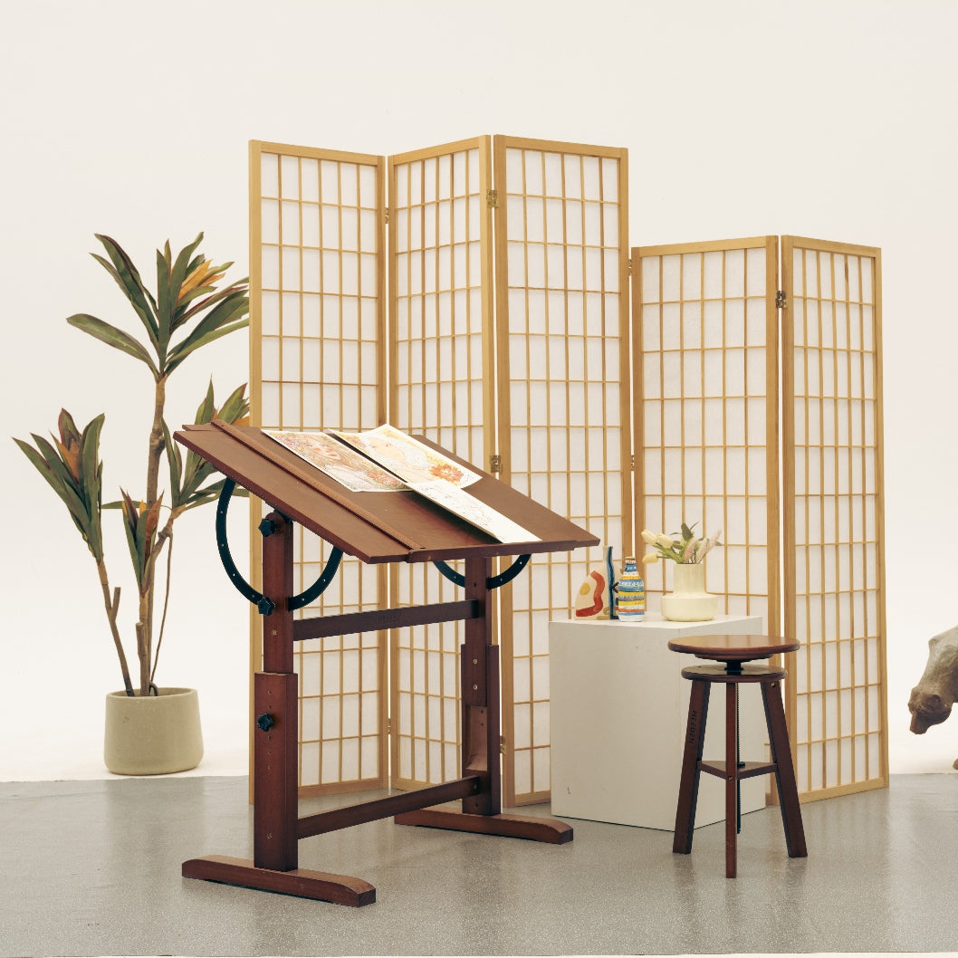 MEEDEN Vintage Adjustable Wooden Drafting Table & Stool Set-XSZ-4