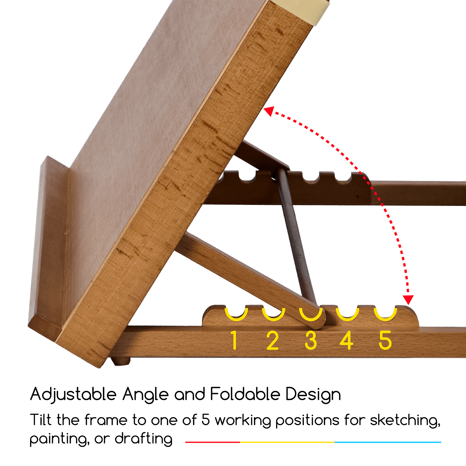 MEEDEN Portable & Adjustable Wood Sketching Board-HJ-A3 - Walnut