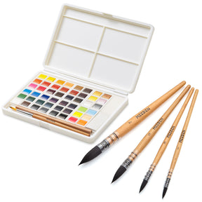 MEEDEN Solid Watercolor and Professional Brushes Set