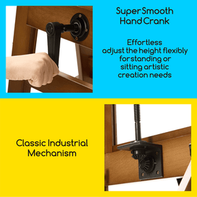 MEEDEN Deluxe Studio Large Rocker Crank Heavy Duty Artist Easel-Light Walnut-DHJ-12