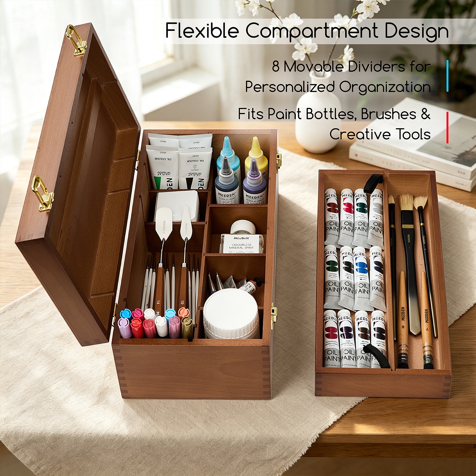 MEEDEN Large Multi-Function Solid Beech Storage Box - Walnut HBX-12
