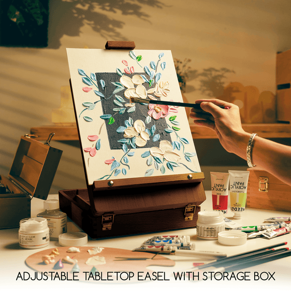 MEEDEN Solid Beechwood Tabletop Art Easel with Storage-HBX-3