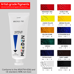 MEEDEN Artist Oil Painting Set with Sketch Easel Box, 13*50ml Tubes