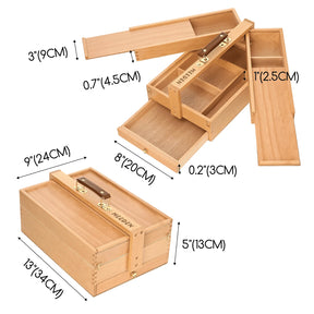MEEDEN Wooden Storage Box, Hot Press Watercolor Paper, 24-Color Paint Set & Ceramic Tray Palette