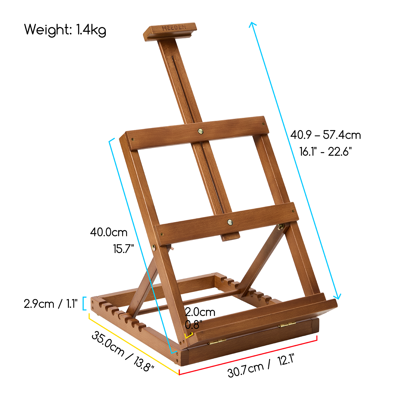 MEEDEN Heavy-Duty H-Frame Tabletop Easel HJ-11 Walnut