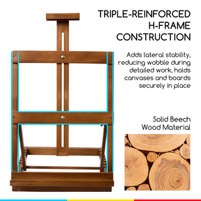MEEDEN Heavy-Duty H-Frame Tabletop Easel HJ-11 Walnut