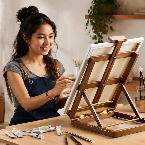 MEEDEN Heavy-Duty H-Frame Tabletop Easel HJ-11 Walnut