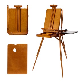 MEEDEN Foldable Beechwood French Easel with Drawer, Palette & Metal Tray HX-3 Light Teak