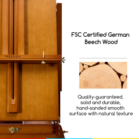 MEEDEN Foldable Beechwood French Easel with Drawer, Palette & Metal Tray HX-3 Light Teak