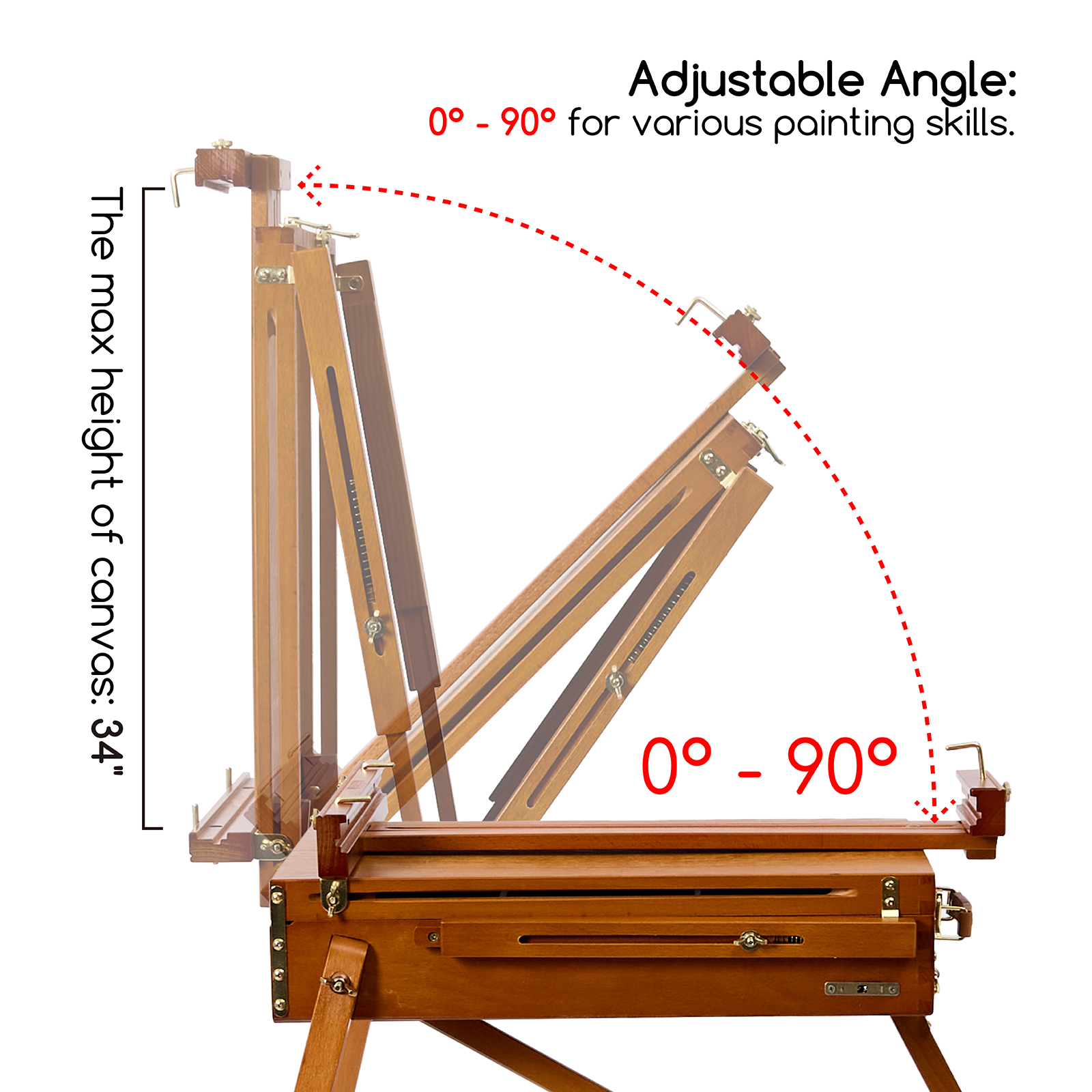 MEEDEN Foldable Beechwood French Easel with Drawer, Palette & Metal Tray HX-3 Light Teak