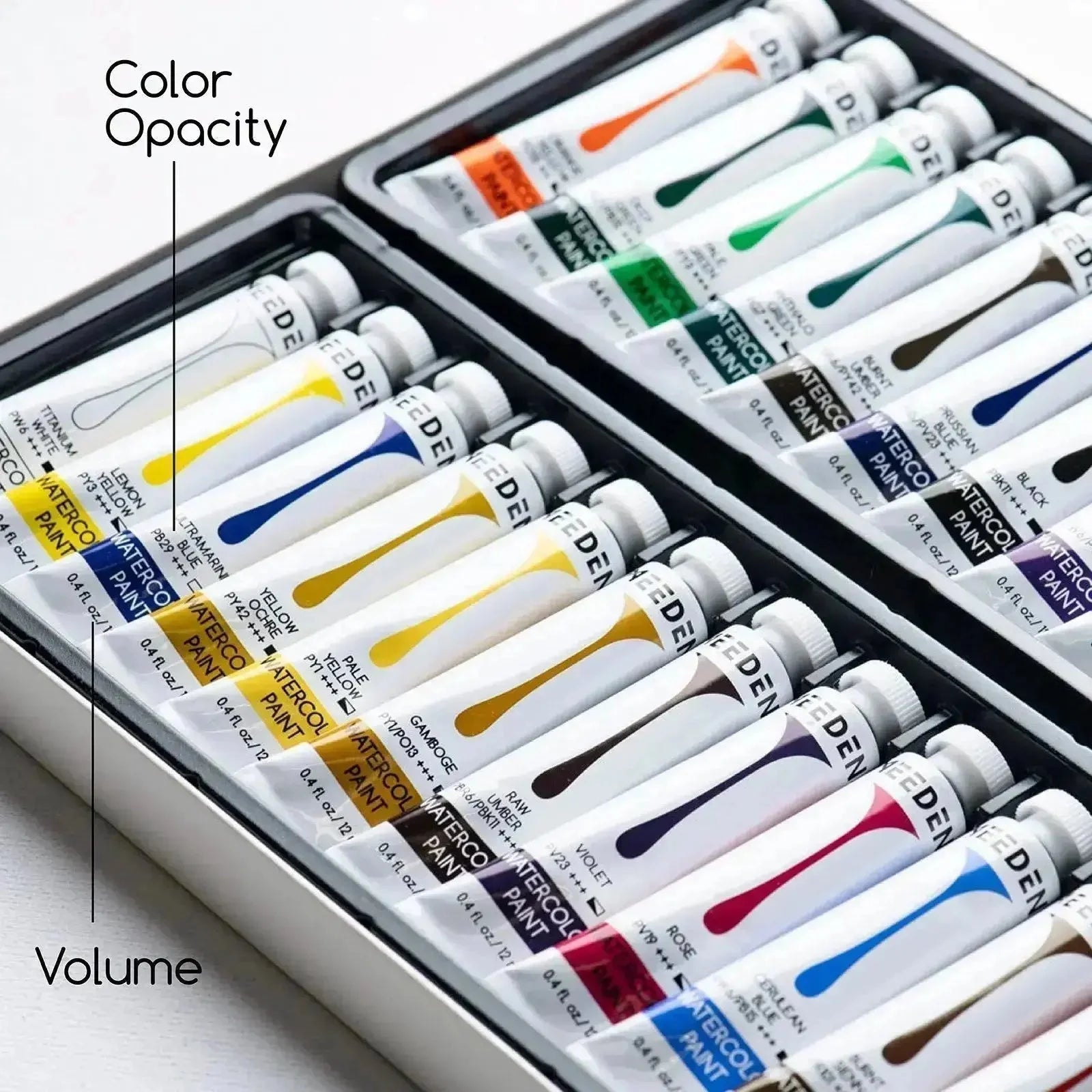MEEDEN Wooden Storage Box, Hot Press Watercolor Paper, 24-Color Paint Set & Ceramic Tray Palette