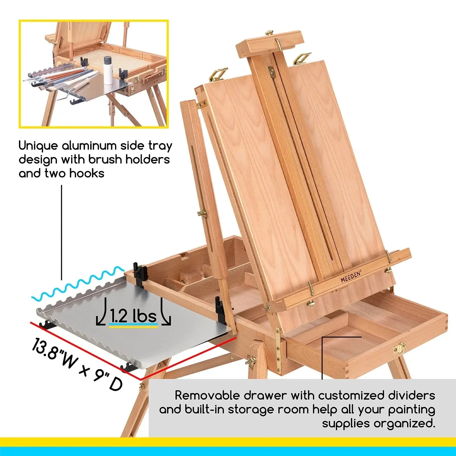 MEEDEN Foldable Easel, Metallic Acrylic Paint (6x60ml) & Cotton Canvas Boards Set
