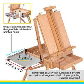 MEEDEN Foldable Easel, Metallic Acrylic Paint (6x60ml) & Cotton Canvas Boards Set
