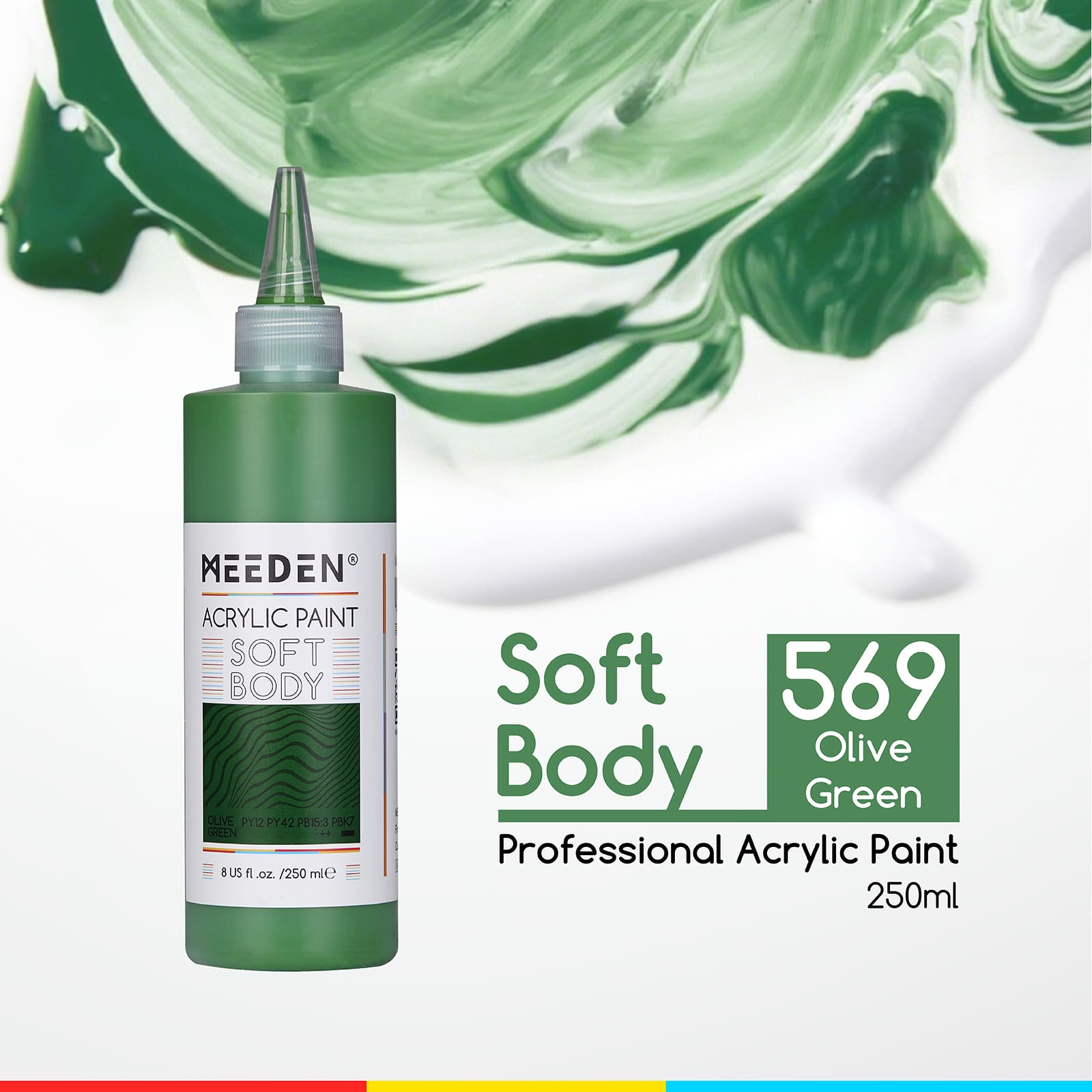 MEEDEN Soft Body Acrylic Paints Set, 37 Colors x 250ml/8.45oz