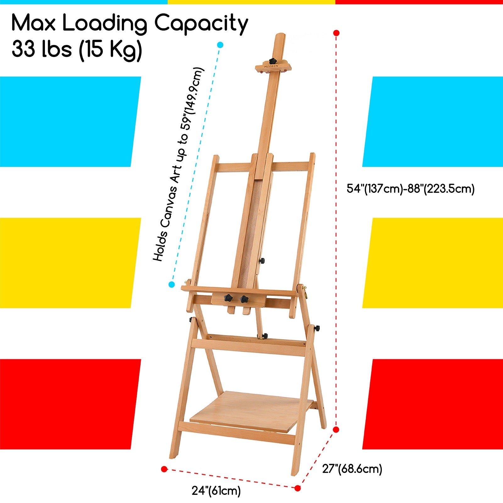 MEEDEN Adjustable Nature Large H-Frame Art Easel Stand-W10B