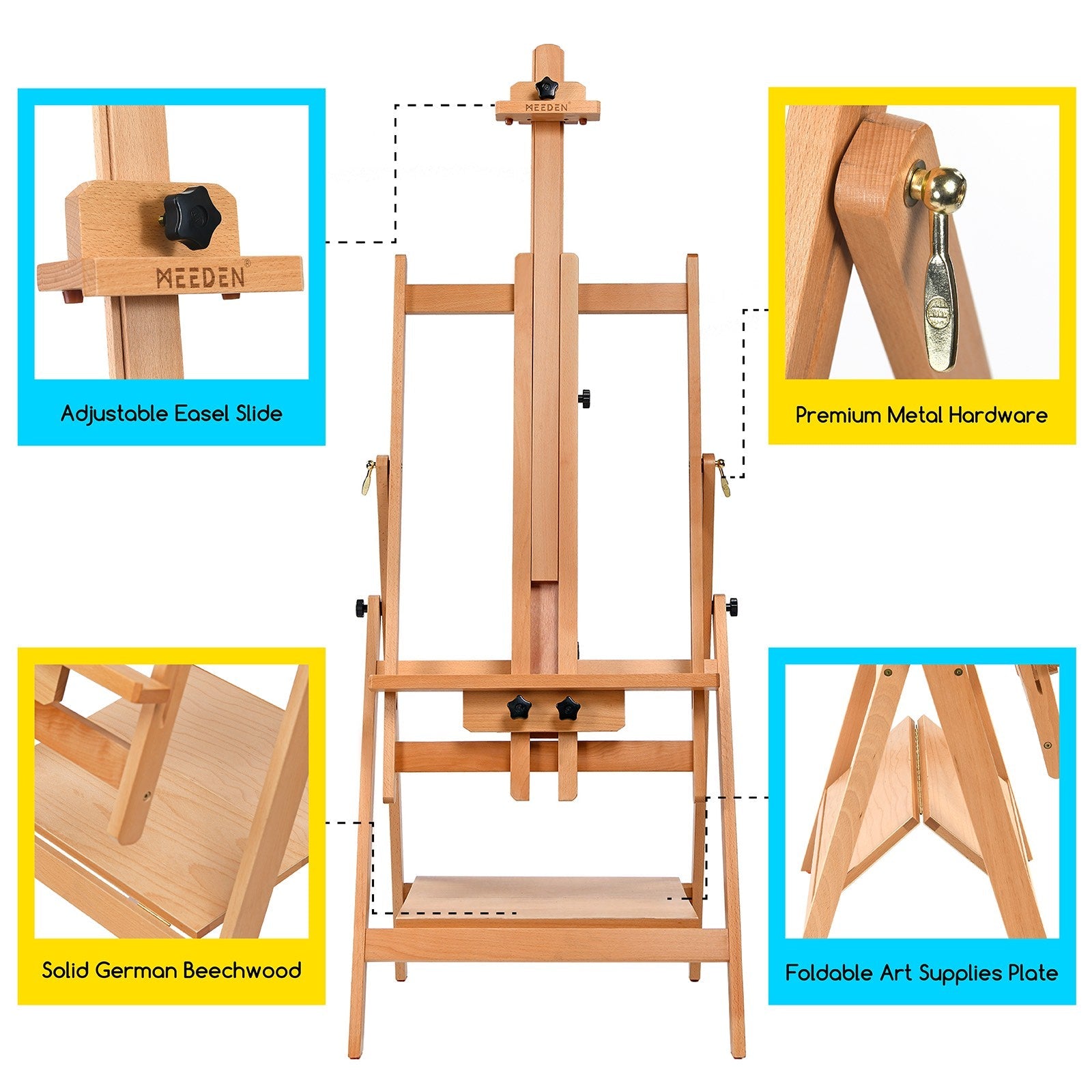 MEEDEN Adjustable Nature Large H-Frame Art Easel Stand-W10B