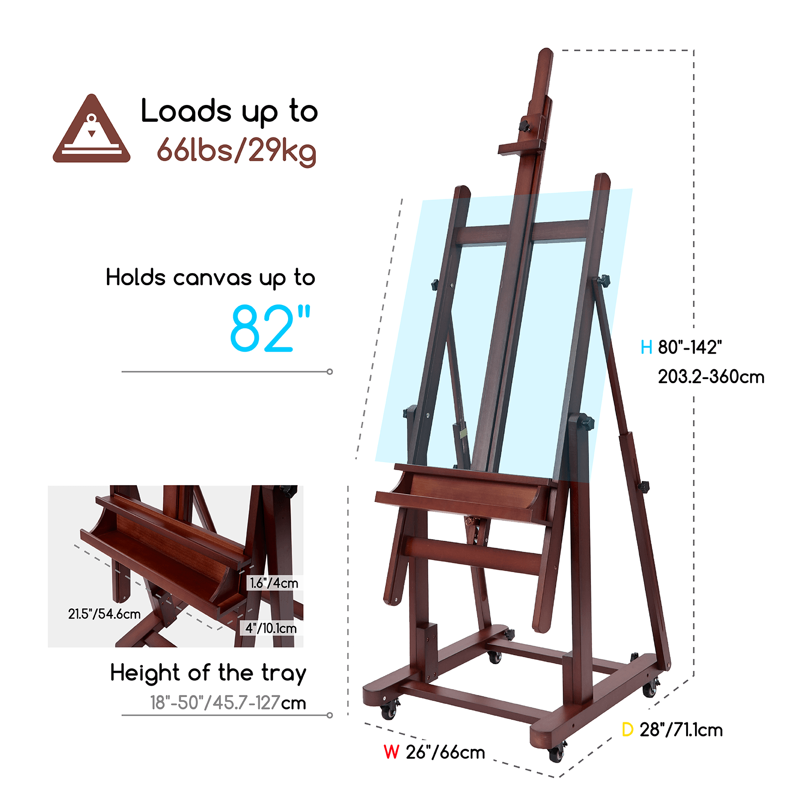 MEEDEN Extra Large Heavy Duty Artist Easel Stand-Deep Walnut- W11