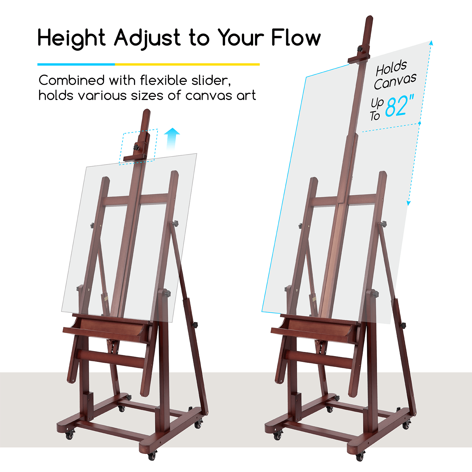 MEEDEN Extra Large Heavy Duty Artist Easel Stand-Deep Walnut- W11