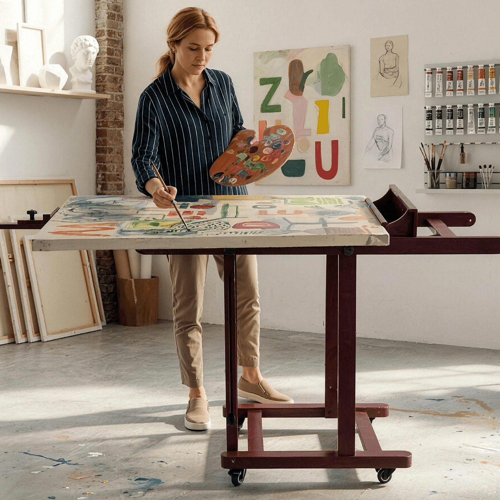 MEEDEN Extra Large Heavy Duty Artist Easel Stand-Deep Walnut- W11