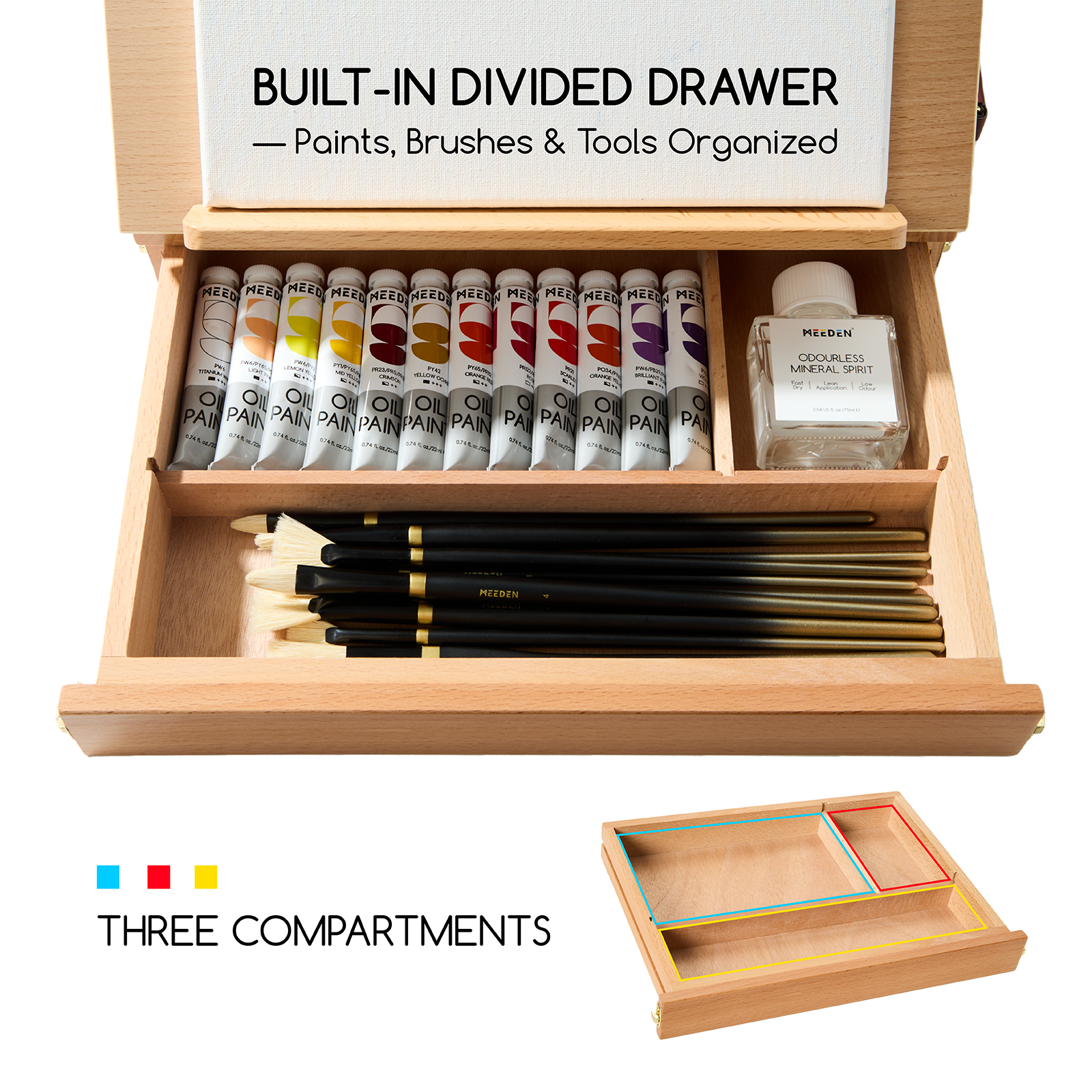 MEEDEN Tabletop Easel with Storage Drawer & Palette-XHC-1A