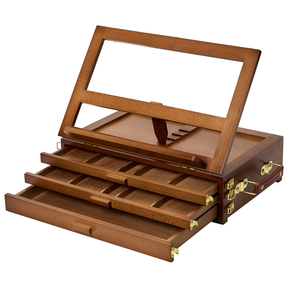 MEEDEN Large Adjustable Artist Tabletop Easel Sketchbox-Walnut XHH-03