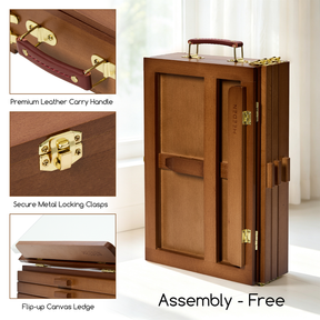 MEEDEN Large Adjustable Artist Tabletop Easel Sketchbox-Walnut XHH-03