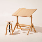 MEEDEN Adjustable Wooden Drafting Table & Stool Set , Natural-XSZ-2