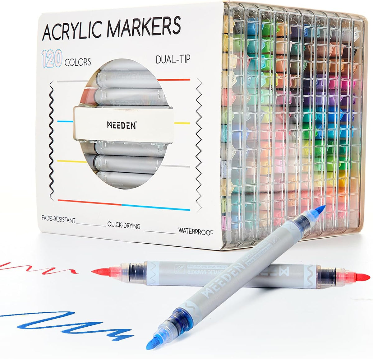 MEEDEN Dual Tip Acrylic Paint Markers, 120 Colors