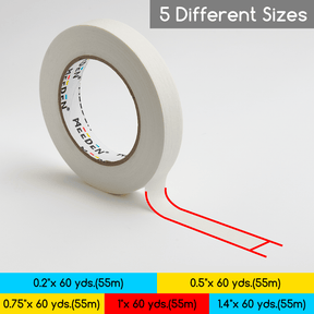 MEEDEN 5 Packs Multi-Sized Masking Acid-Free White Artist Tape, 0.2" 0.5" 0.75" 1.0" 1.4" x 60 Yard