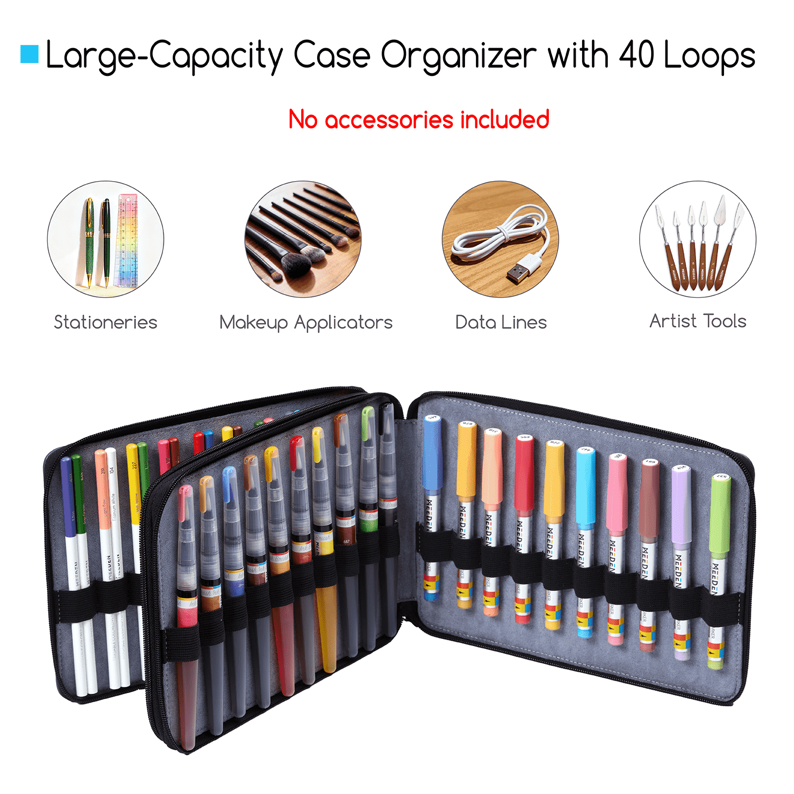 MEEDEN Leather Tri-Layer Brush/Pencil/Marker Organizer Case