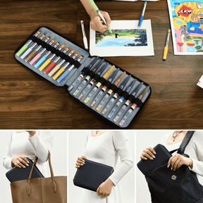 MEEDEN Leather Tri-Layer Brush/Pencil/Marker Organizer Case